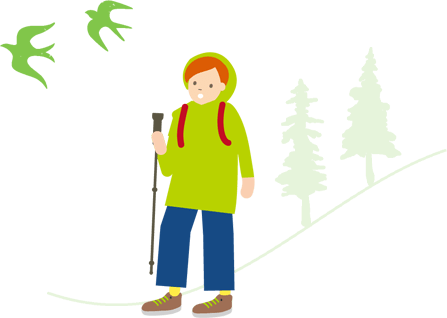 一人旅を楽しむ女性の方